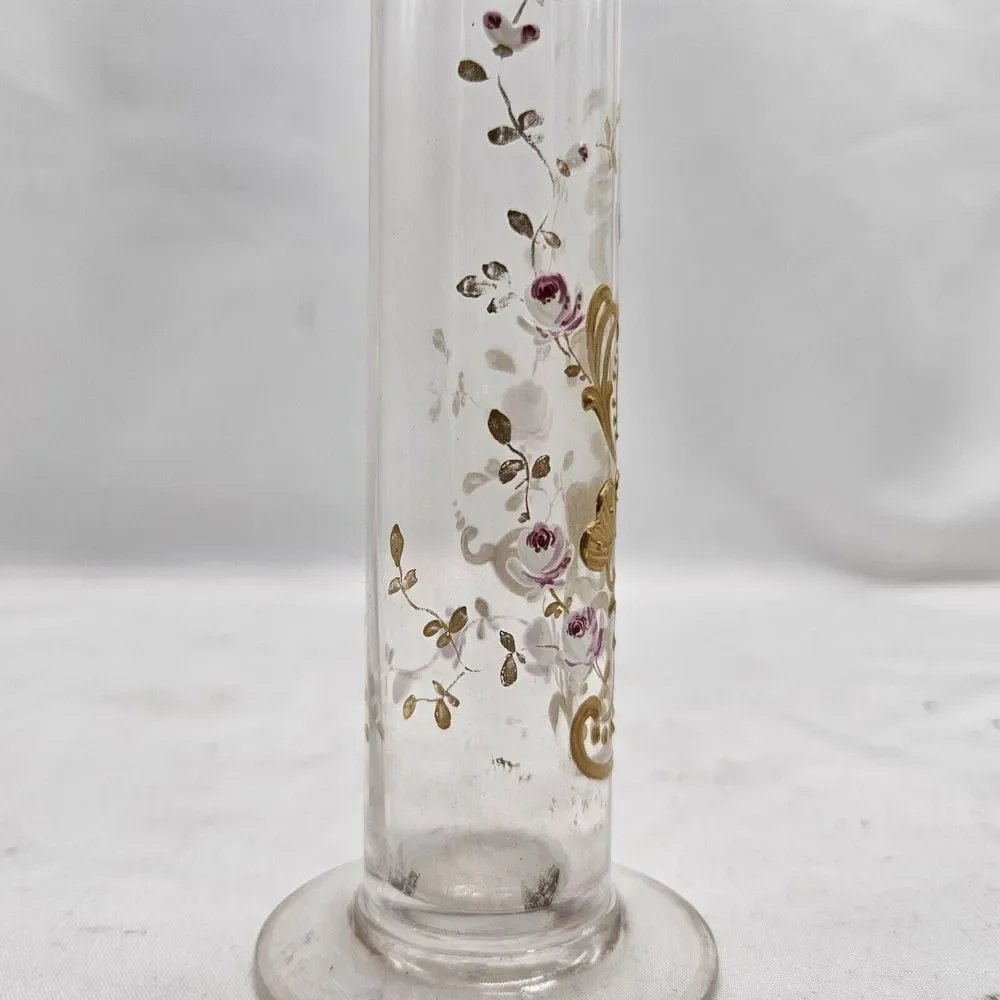 Antique French Bud Vase Hand Painted Floral Design Delicate Circa 1900‎
